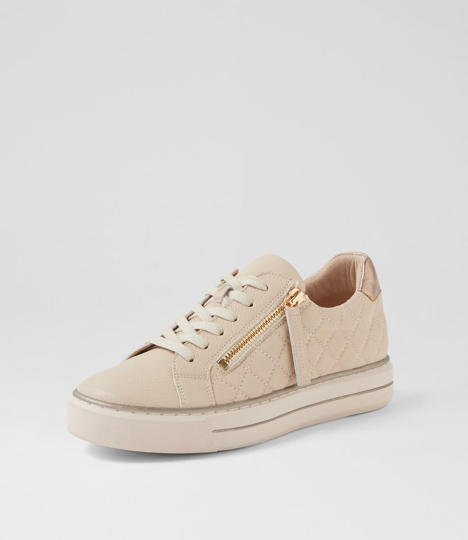 Kozie W Nougat Champagne Tumble Leather Sneakers