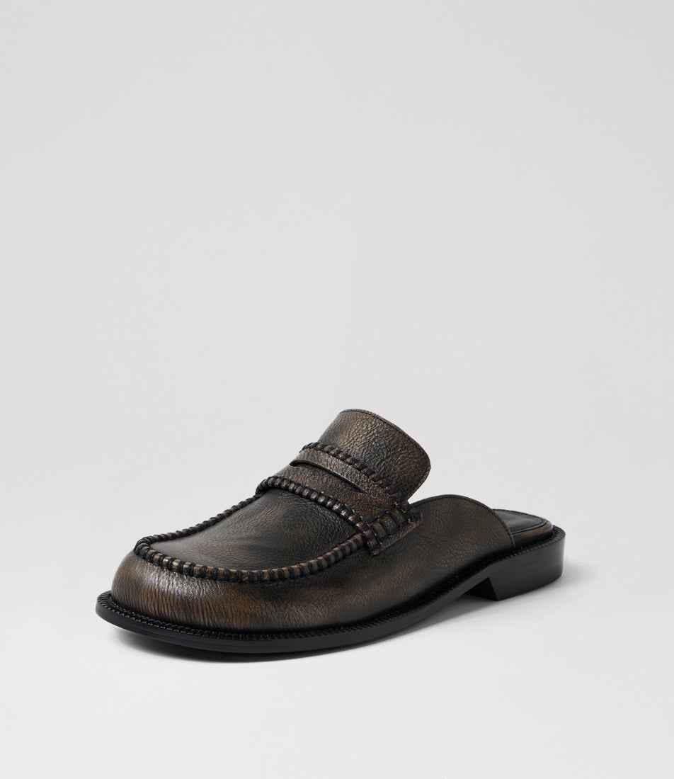 Ridge Smokey Black Leather Loafers
