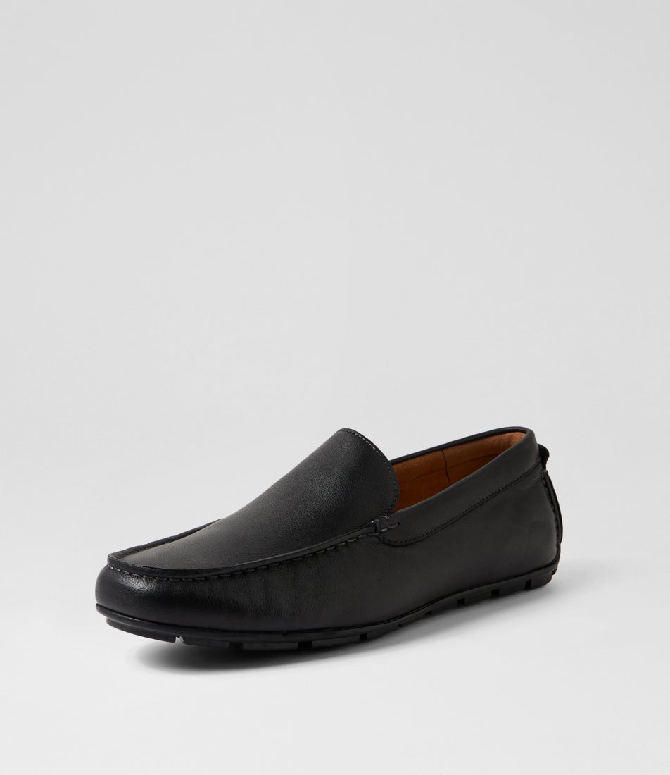 Motor Moc Black Leather Loafers