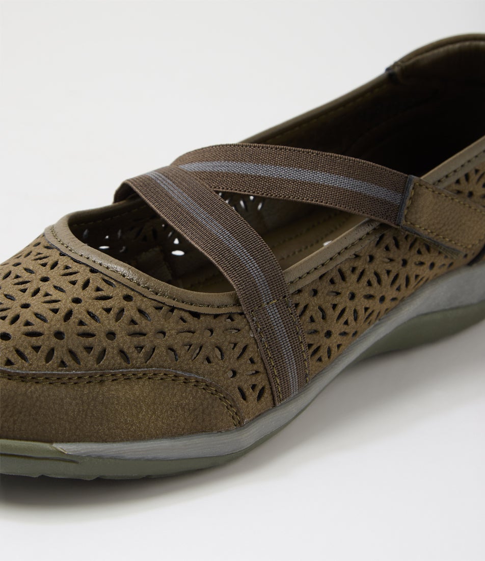 Astori Olive Nubuck Pu Flat Shoes