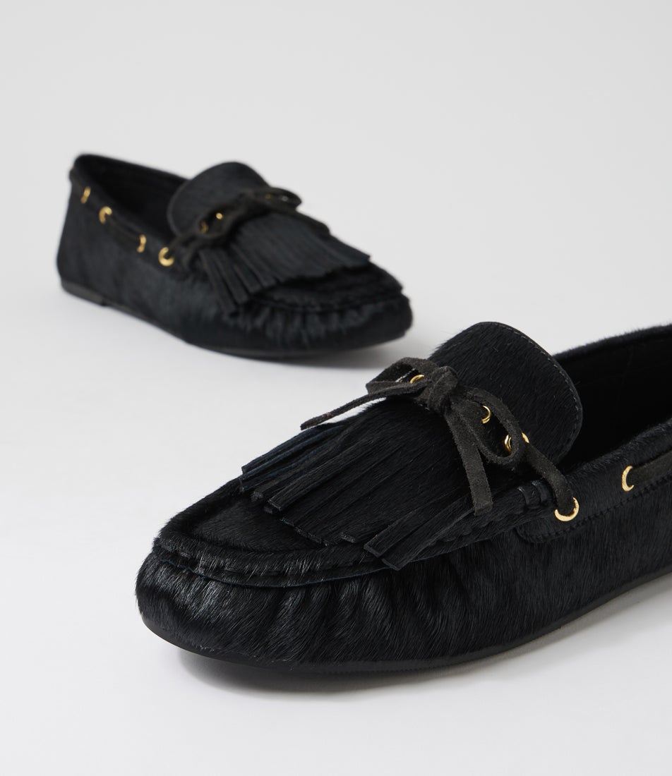 Eltin Black Pony Boat Shoes
