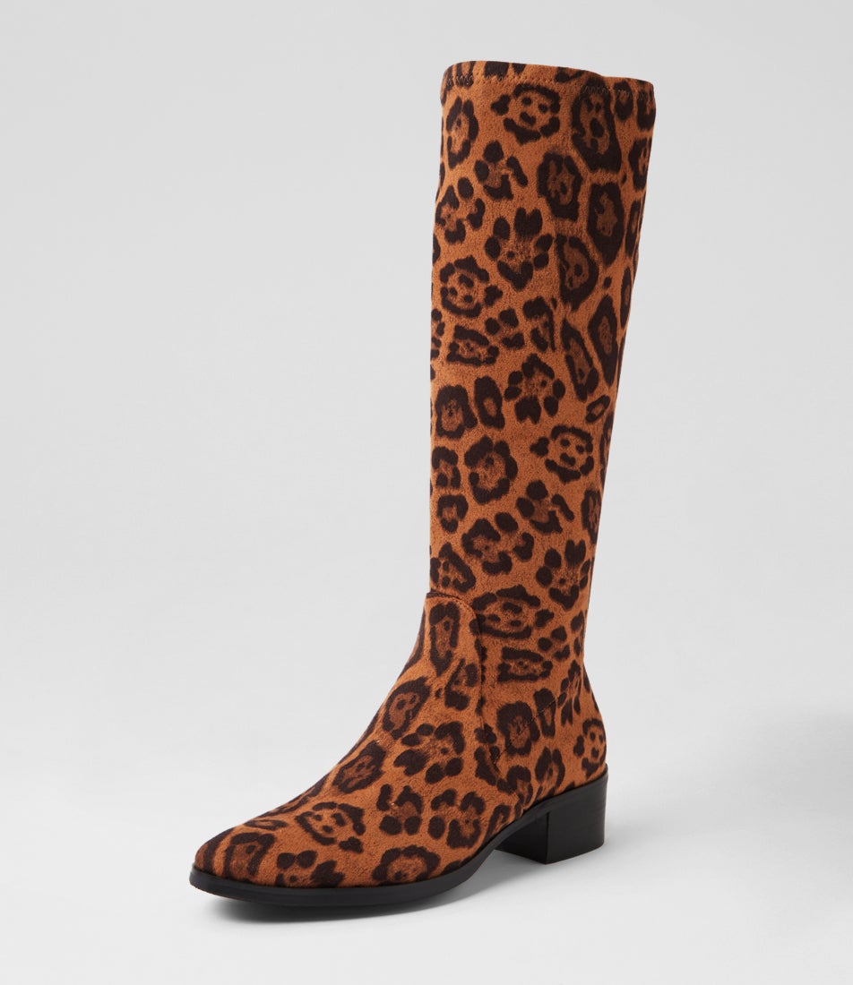 Timothie Leopard Stretch Microsuede Knee High Boots