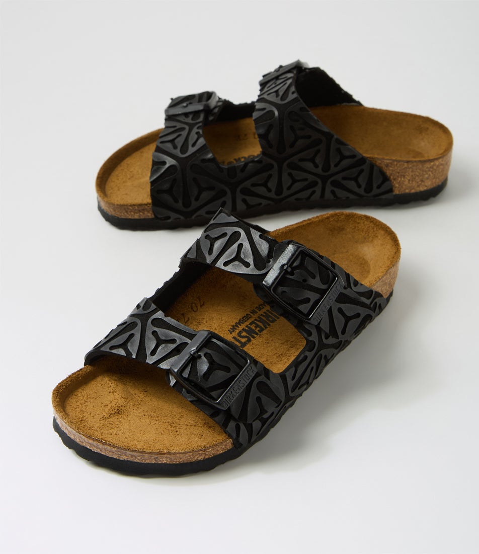 Arizona Kids Jnr Seaweed Black Microfiber Sandals