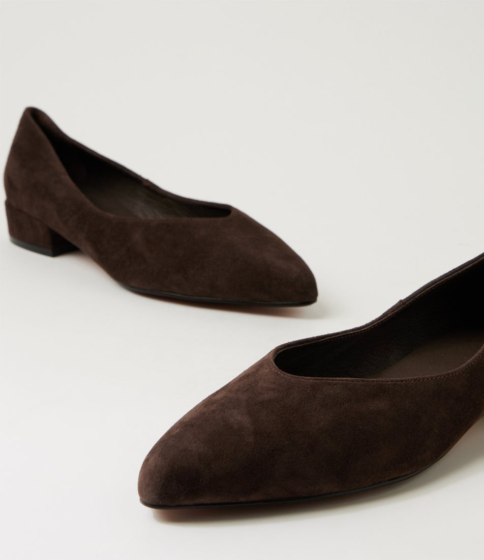 Eneska Choc Suede Flat Shoes