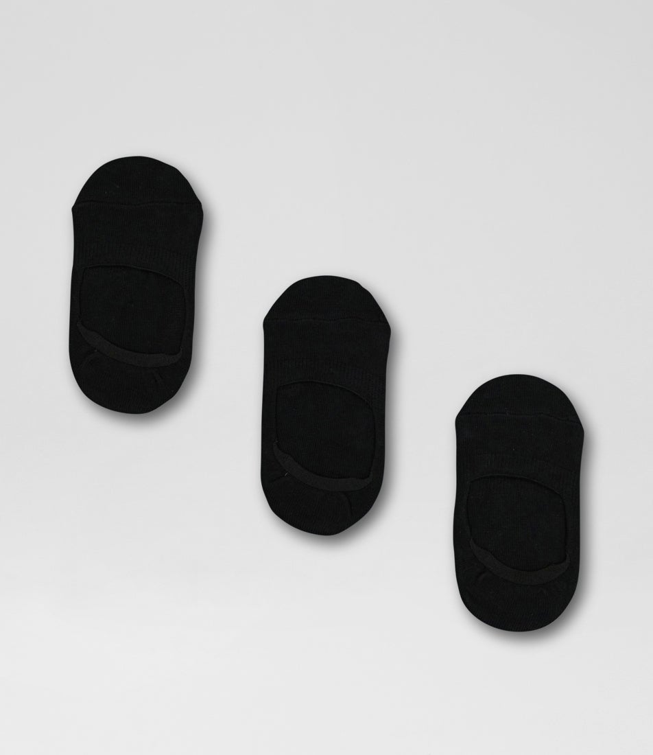 Core 3 Pack Invisible Black Cotton Socks