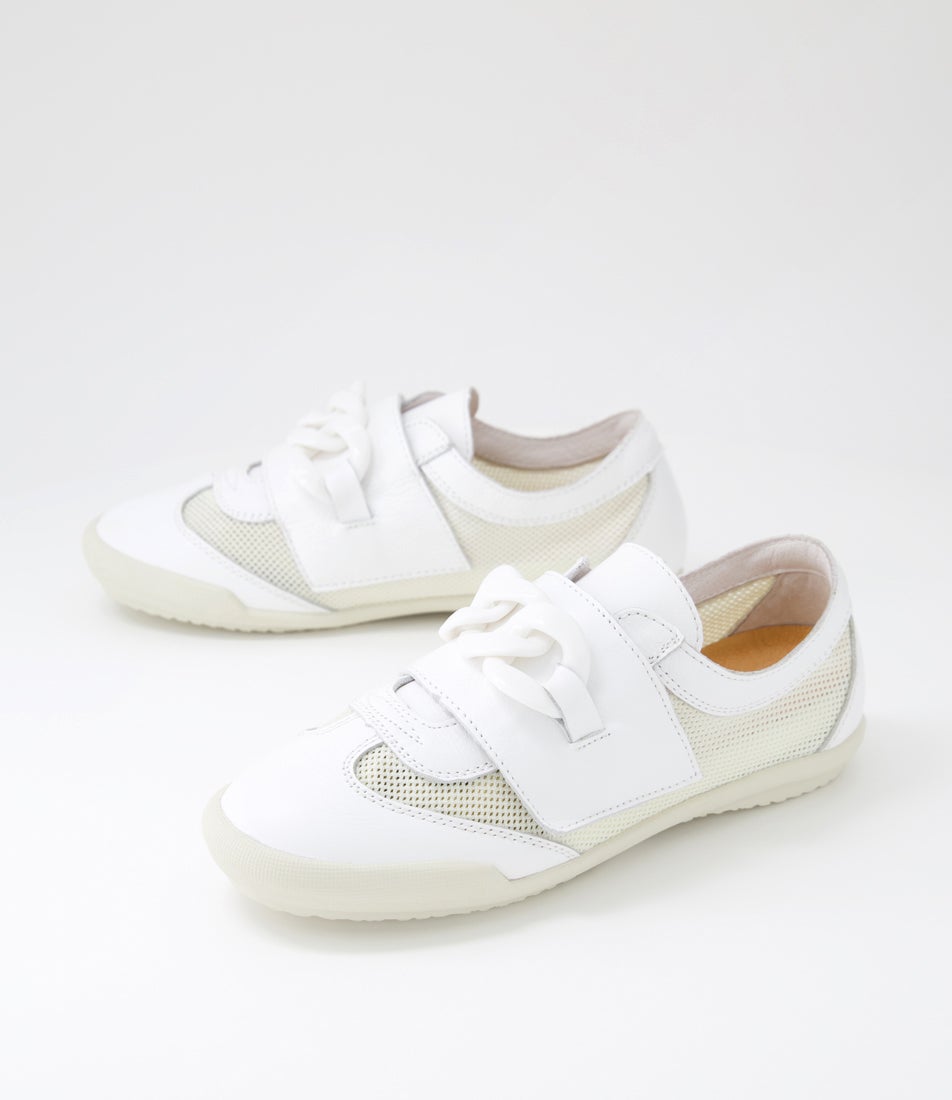 Jayden White Leather Mesh Sneakers