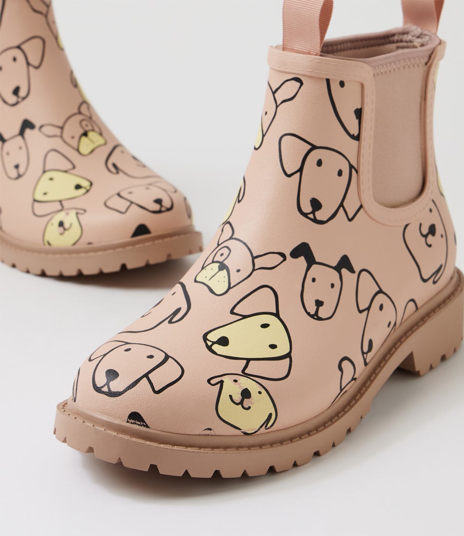 Splashy Blush Poochie Gumboot Ankle Boots