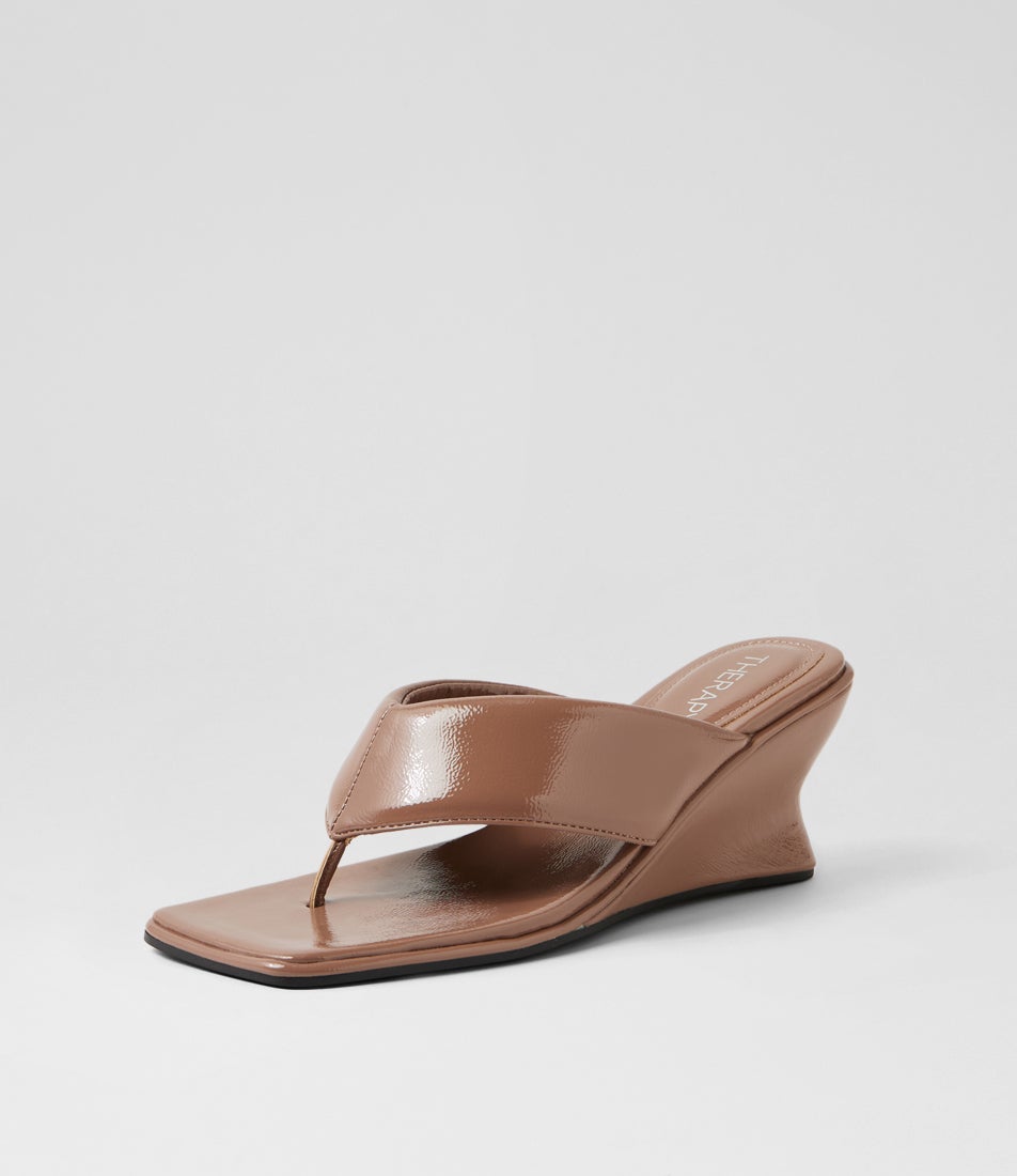 Lennox Mocha Crinkle Patent Pu Sandals