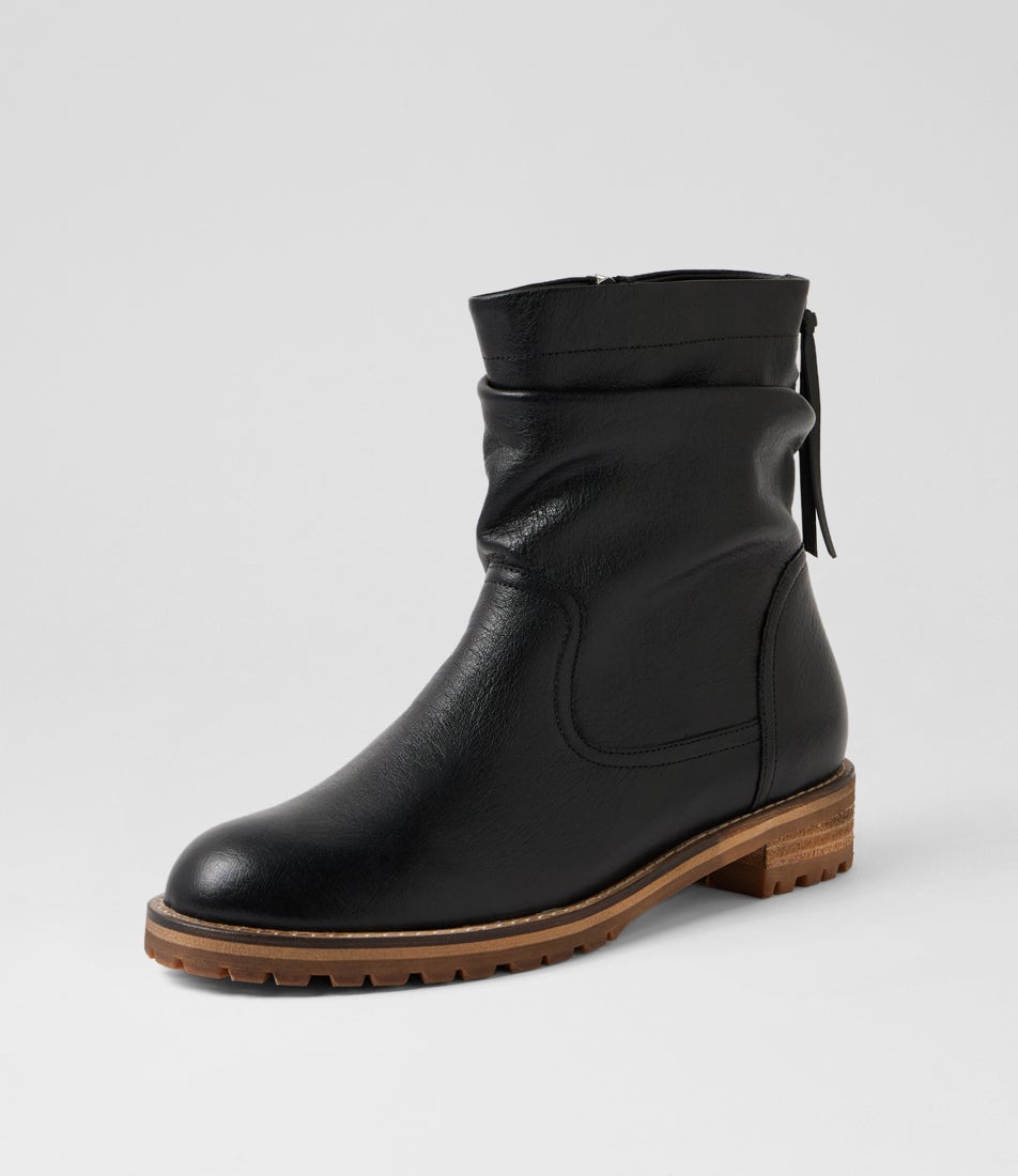 Myco W Black Natural Leather Ankle Boots