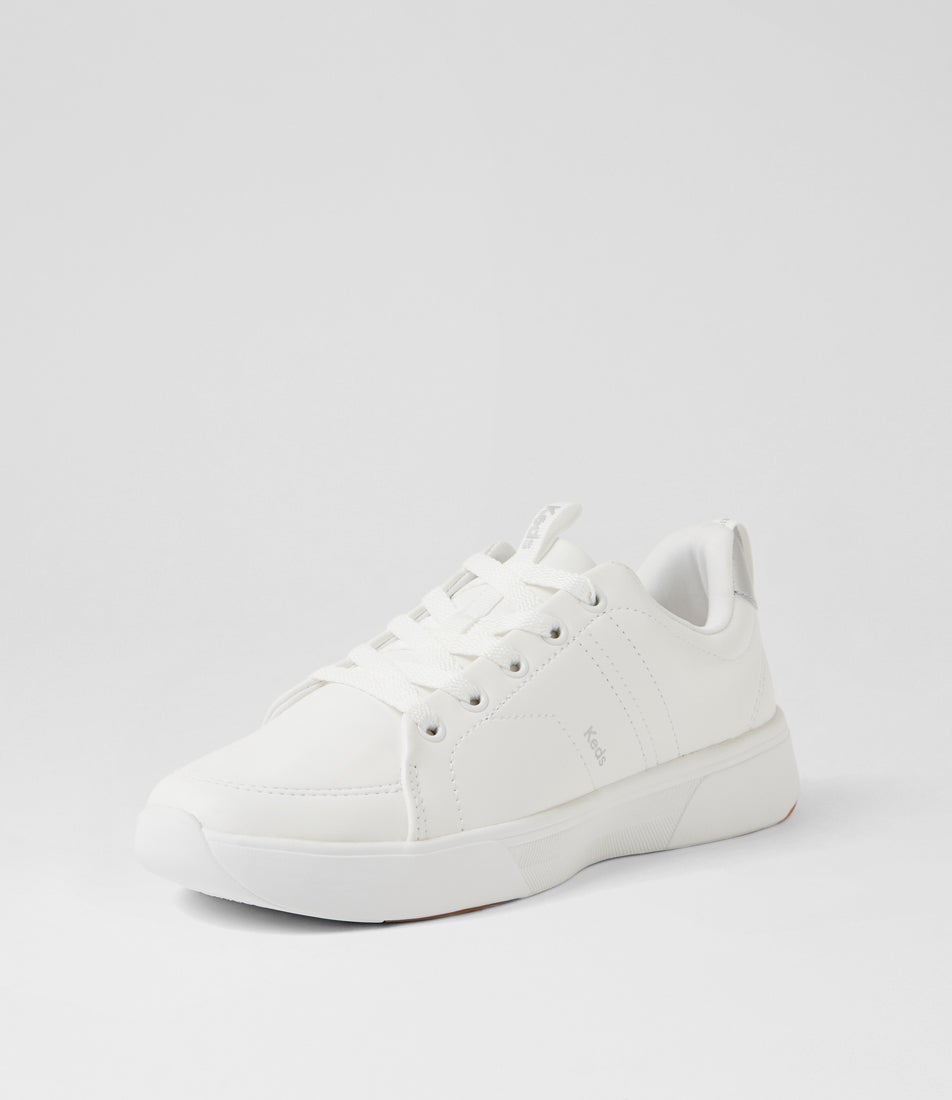 Blisswalk Lace White Silver Leather Sneakers