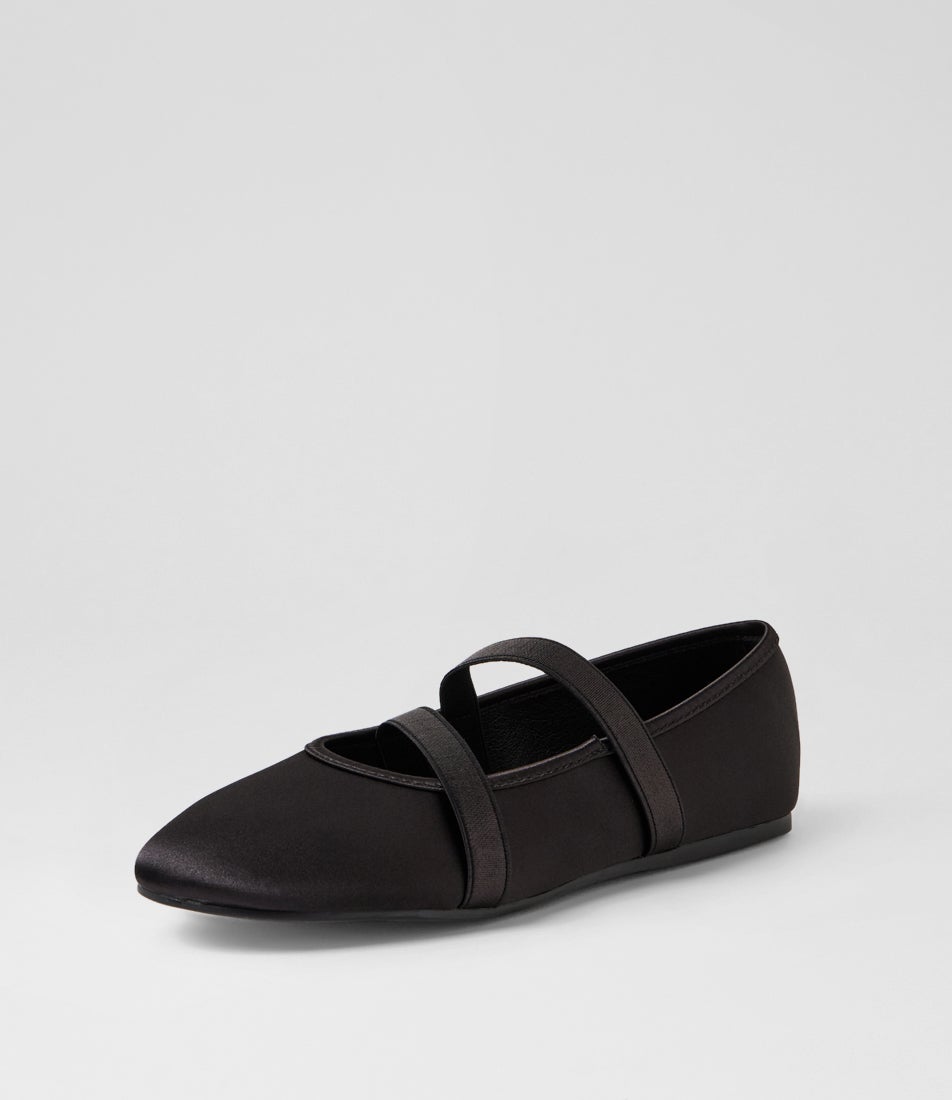 Dancer Black Fabric Flat Shoes