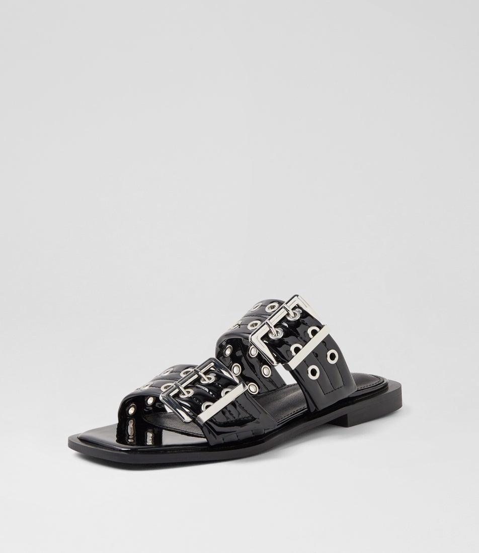 Ego Black Patent Pu Slides