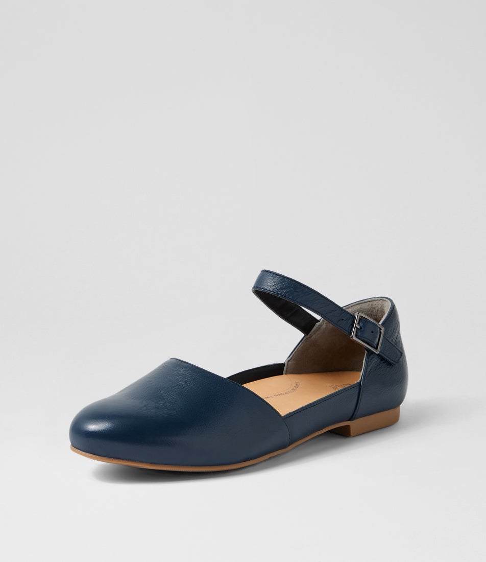 Cavalcade Xf Navy Leather Flat Shoes