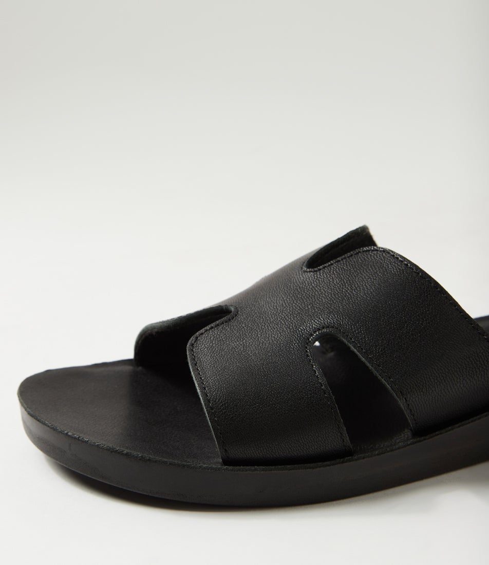Nokker Black Leather Slides