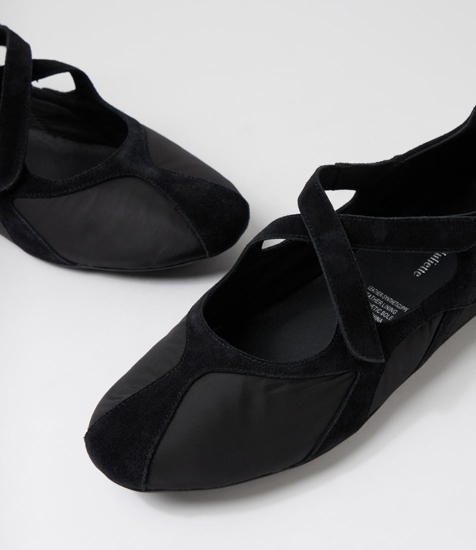 Blev Black Suede Fabric Flat Shoes