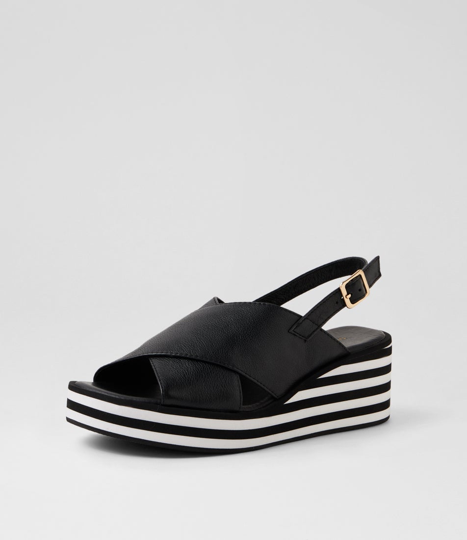 Farise Black Leather Sandals