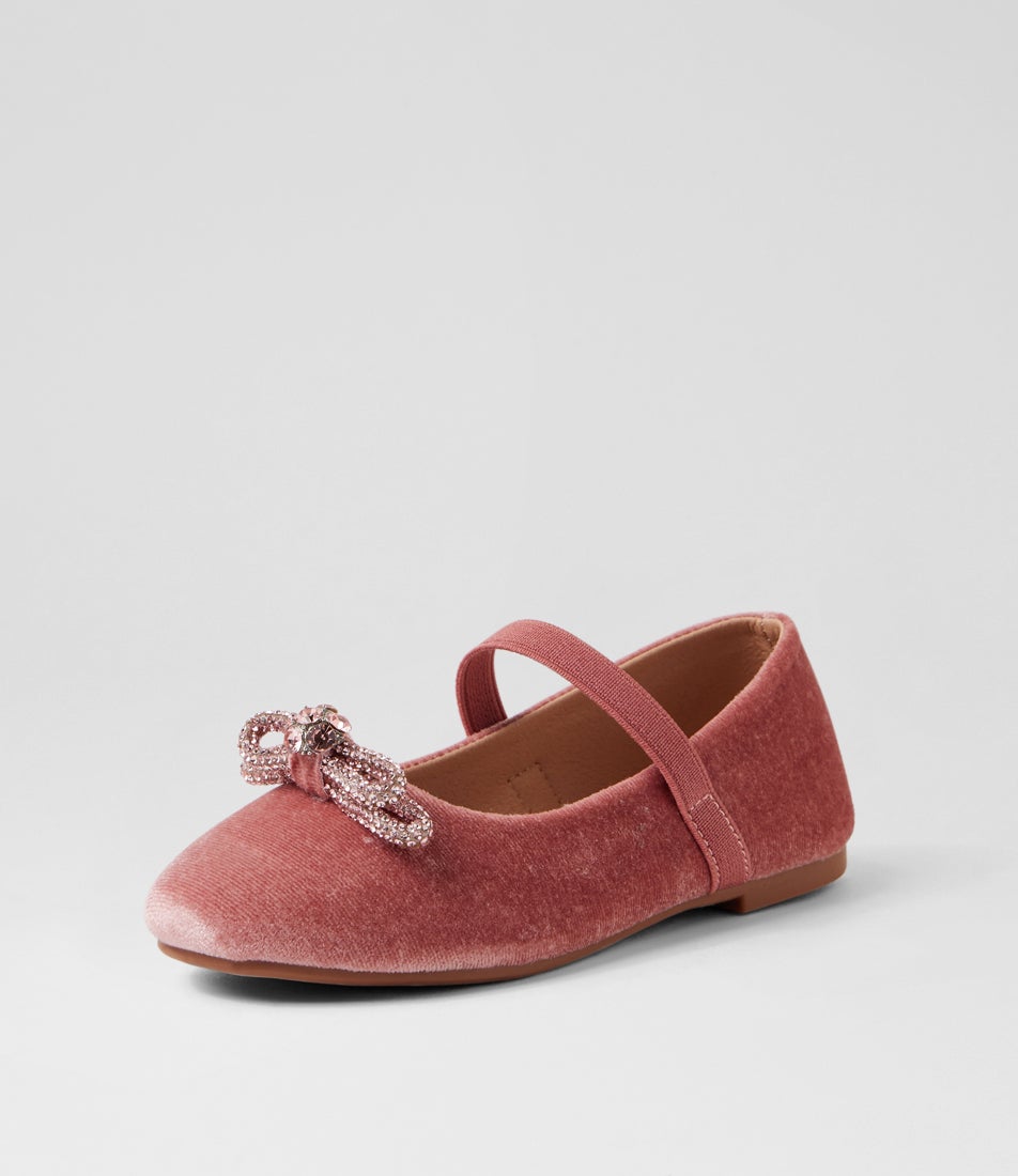 Dulcie Ballet Junior Dusty Pink Velvet Flat Shoes