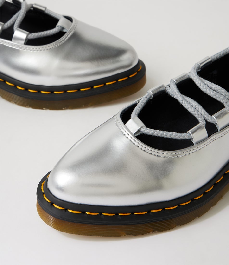 Elphie 2 Lace Up Silver Metallic Patent Leather Shoes