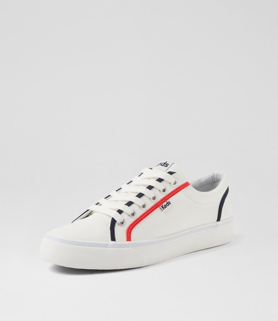 Jump Kick Canvas White Red Sneakers