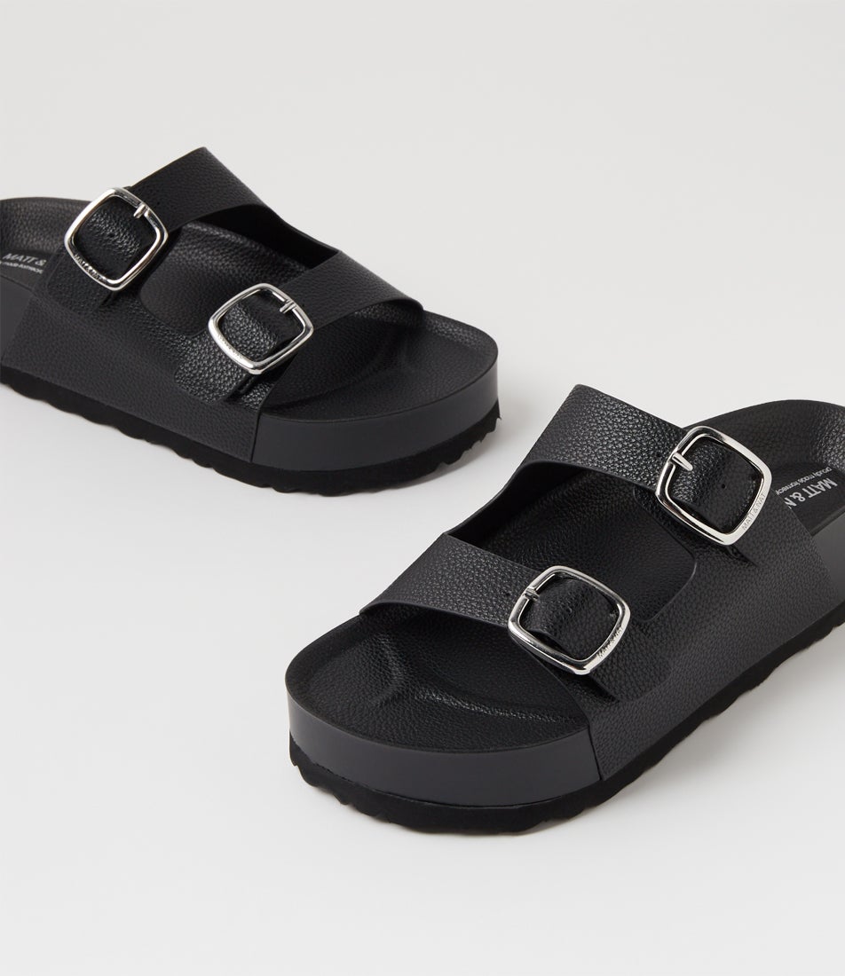 Olaya Black Pu Slides