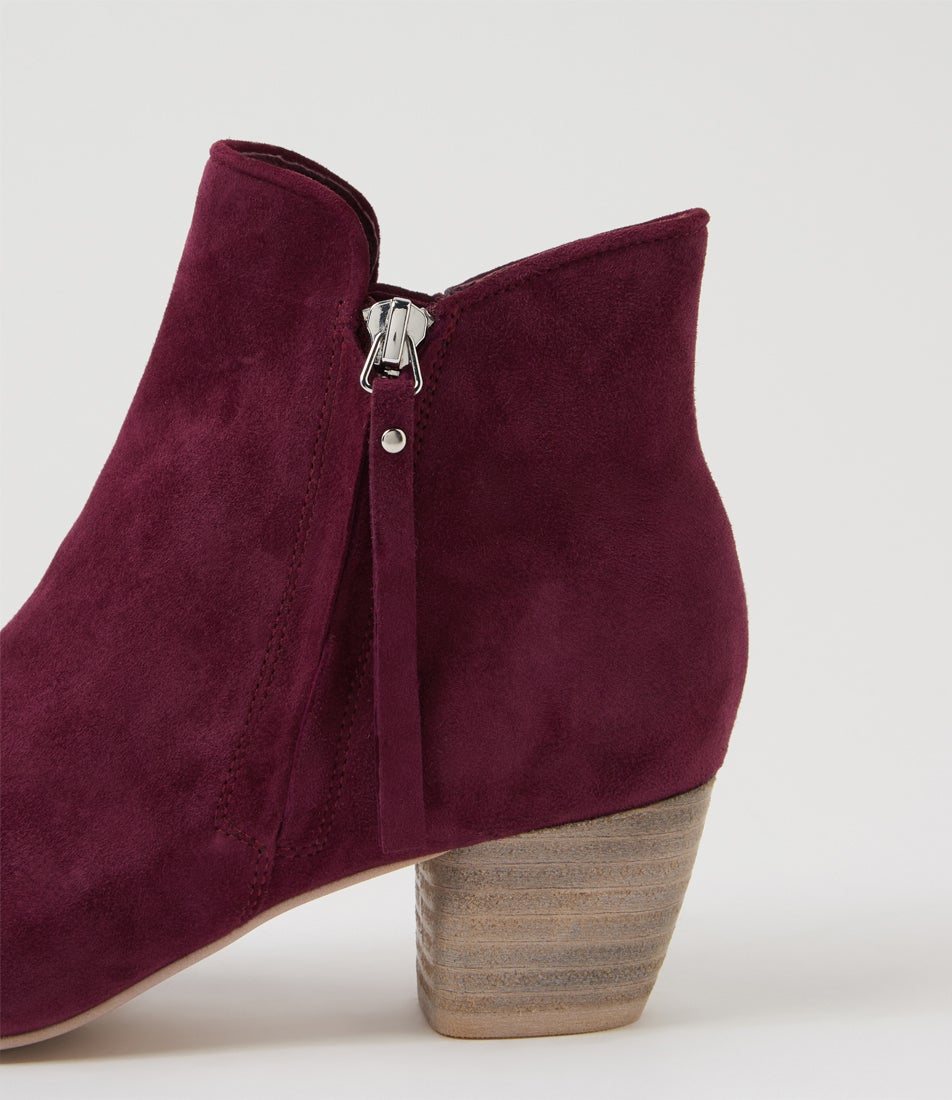 Demanse Burgundy Suede Ankle Boots