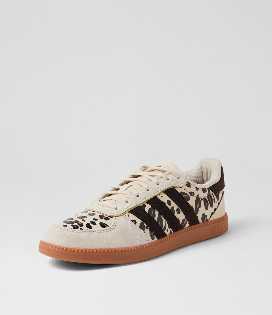 Breaknet Sleek W Crystal Linen Coffee Gold Fabric Sneakers