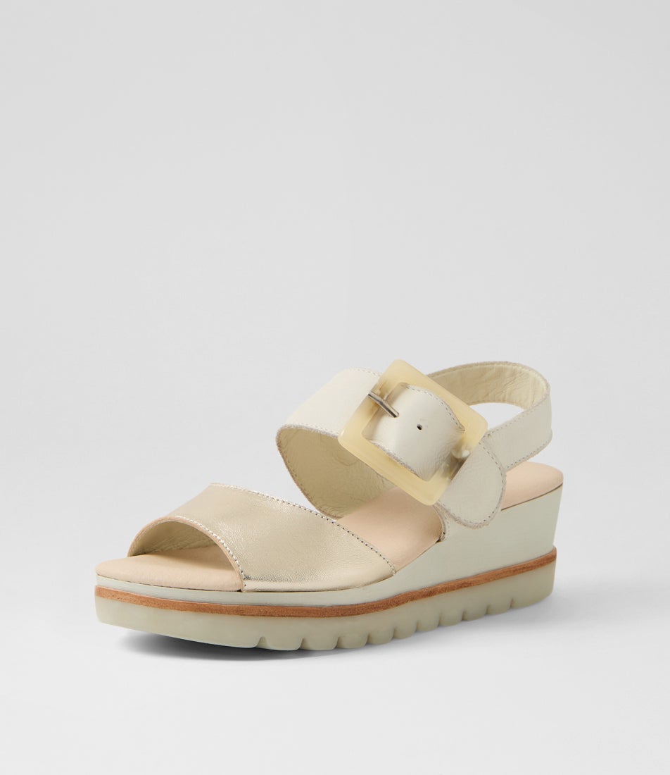 Wacie Pale Gold Ivory Leather Sandals