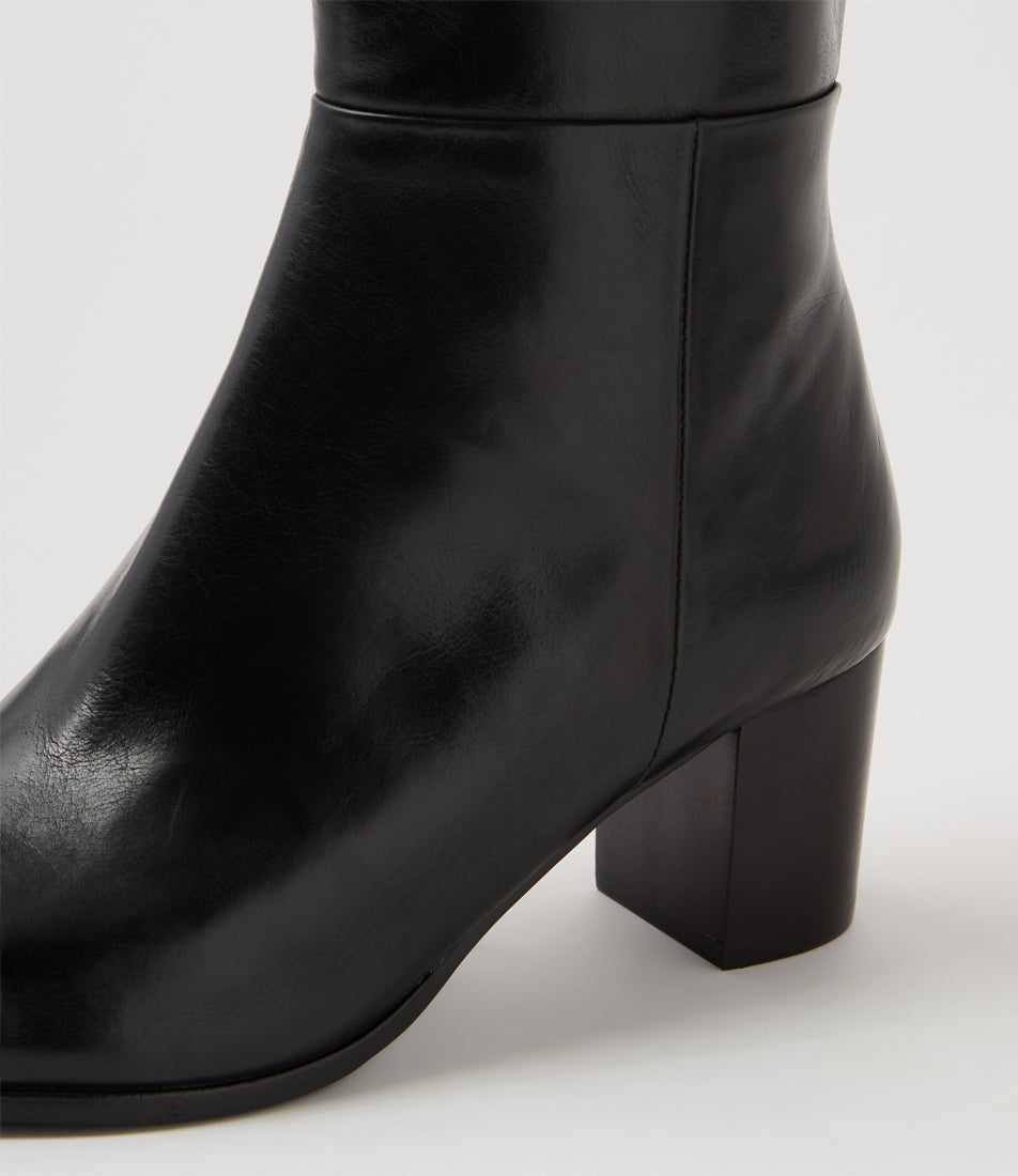 Bankit Black Leather Ankle Boots