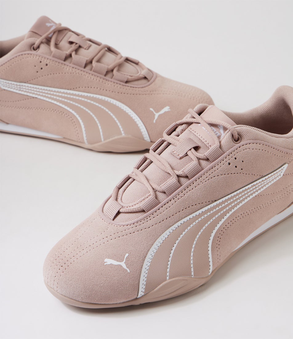Catch Soleil Rose Latte White Fabric Sneakers