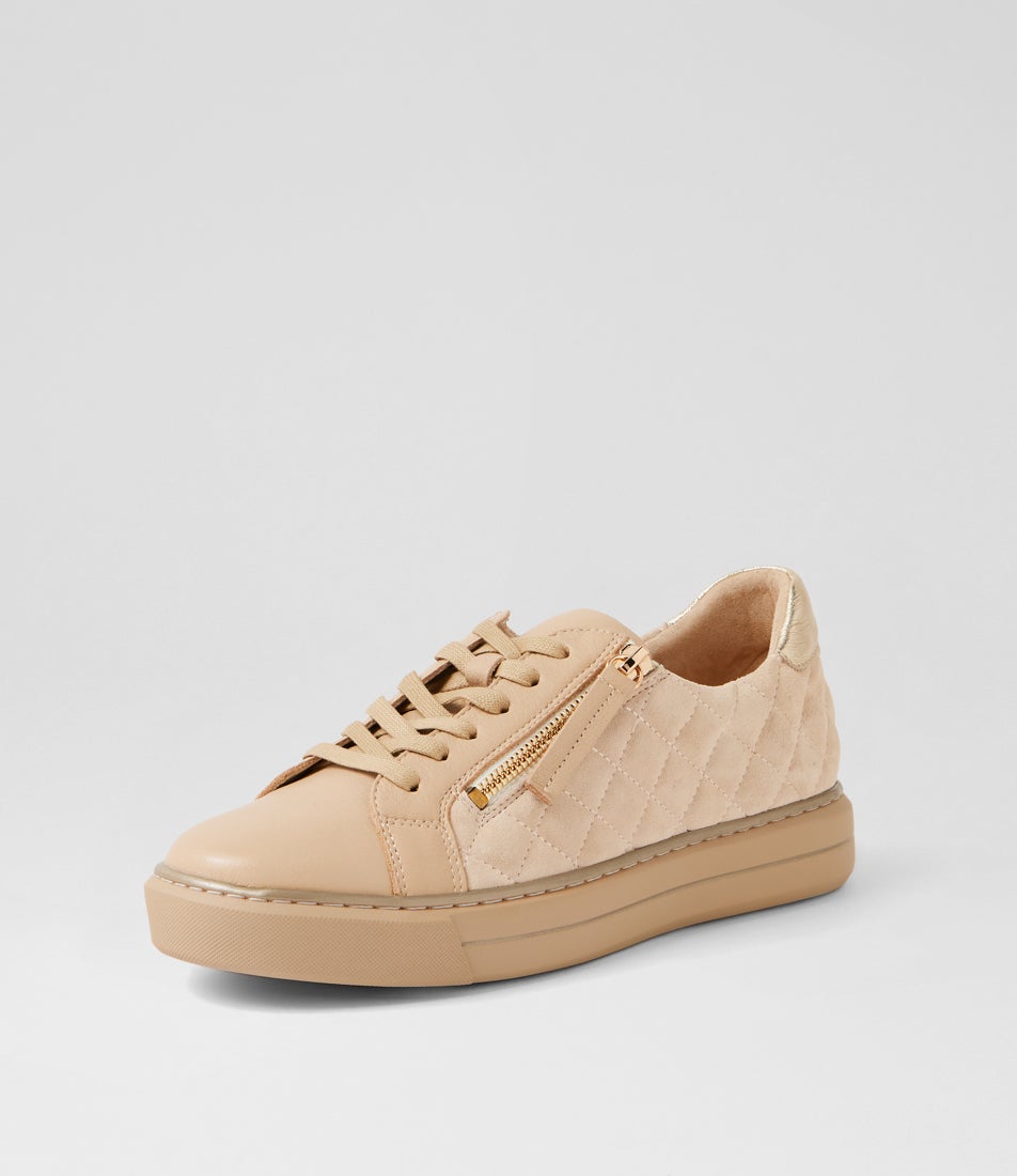 Kozie W Camel Leather Suede Sneakers