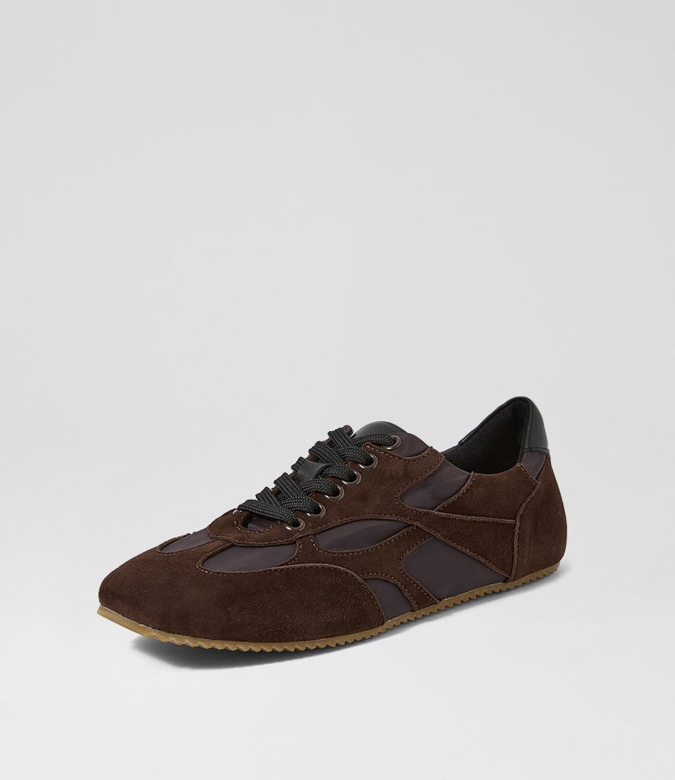 Liema Choc Black Leather Sneakers