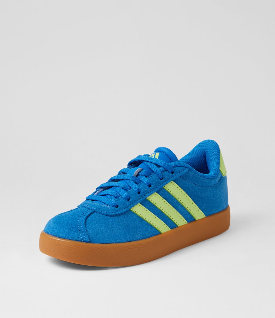 Vl Court 3 Junior Bright Royal Pulse Lime Gum Fabric Sneakers