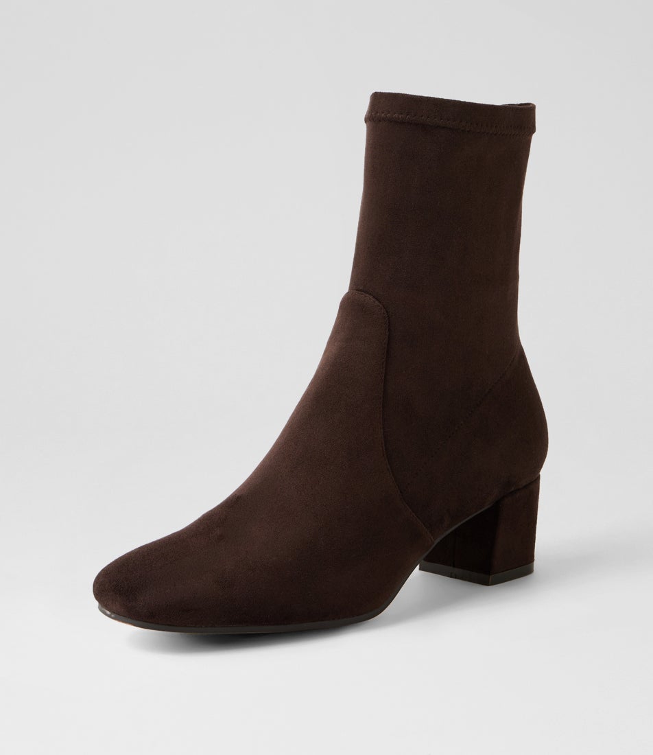 Hartful Choc Stretch Microsuede Ankle Boots