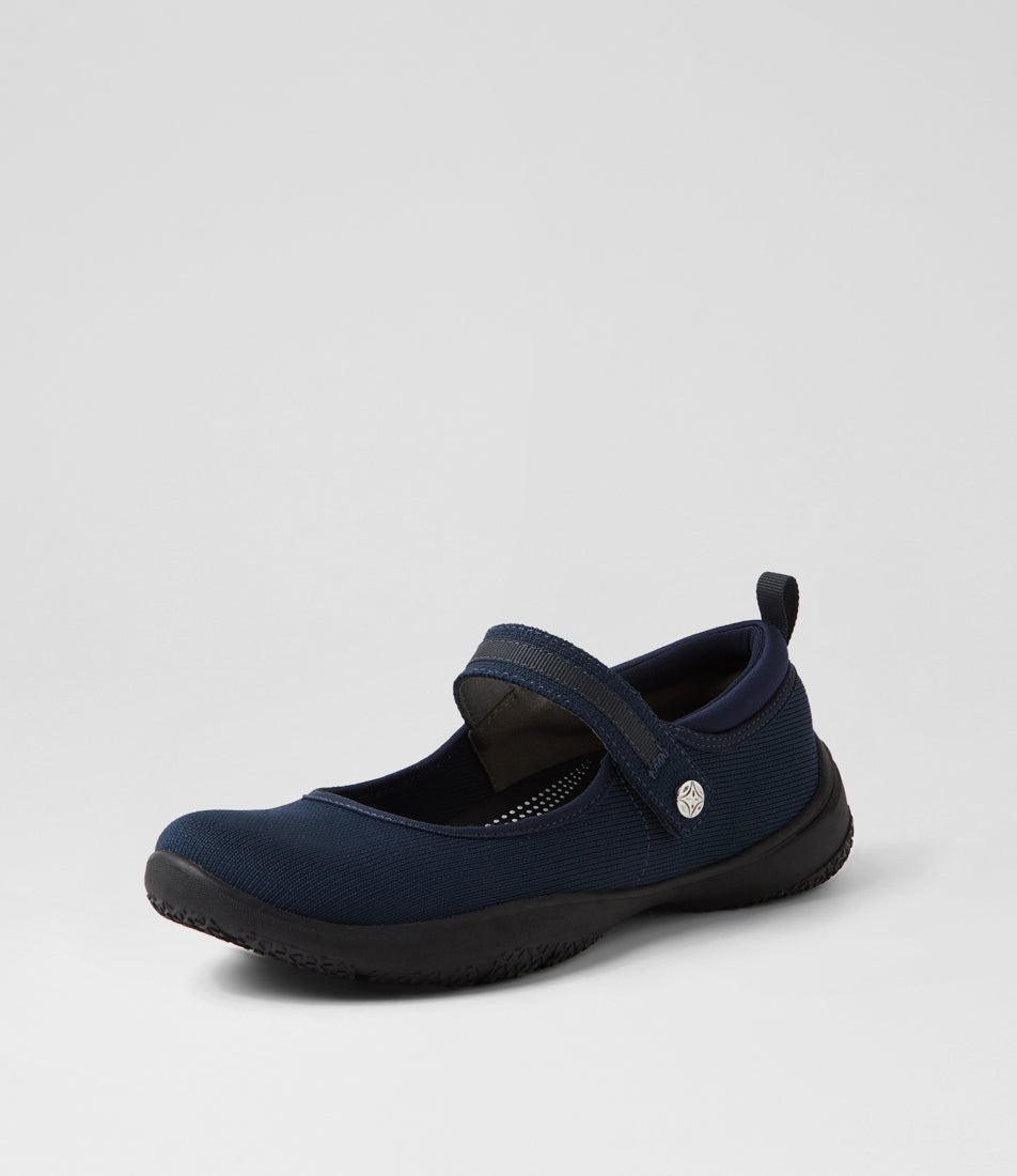 Selinne Navy Knit Flat Shoes