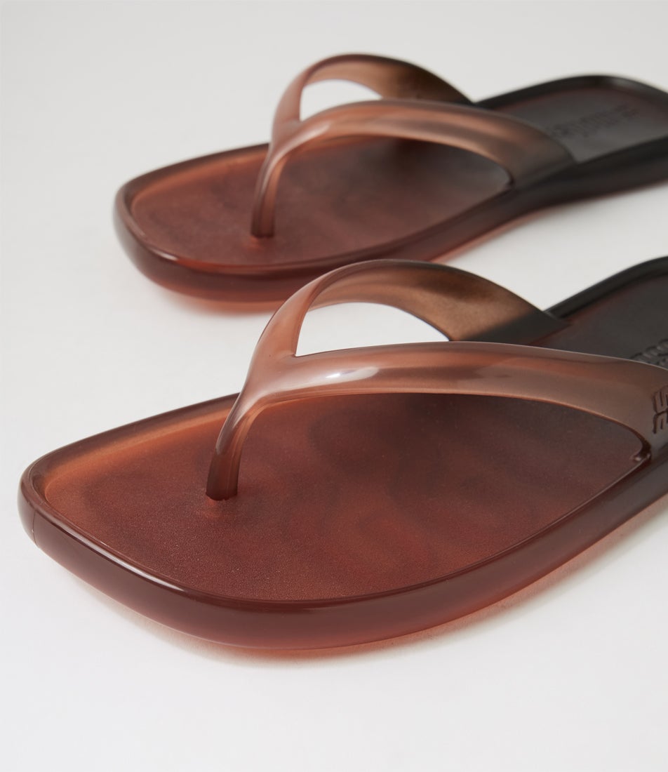 Beachwear Brown Black Pvc Thongs