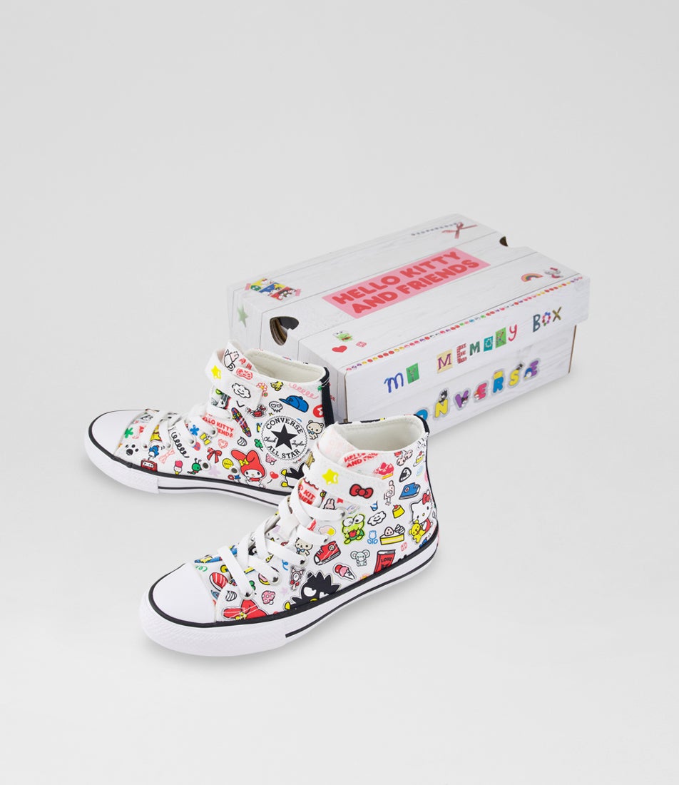 Hello Kitty Ctas Hi Junior White Multi Canvas Sneakers