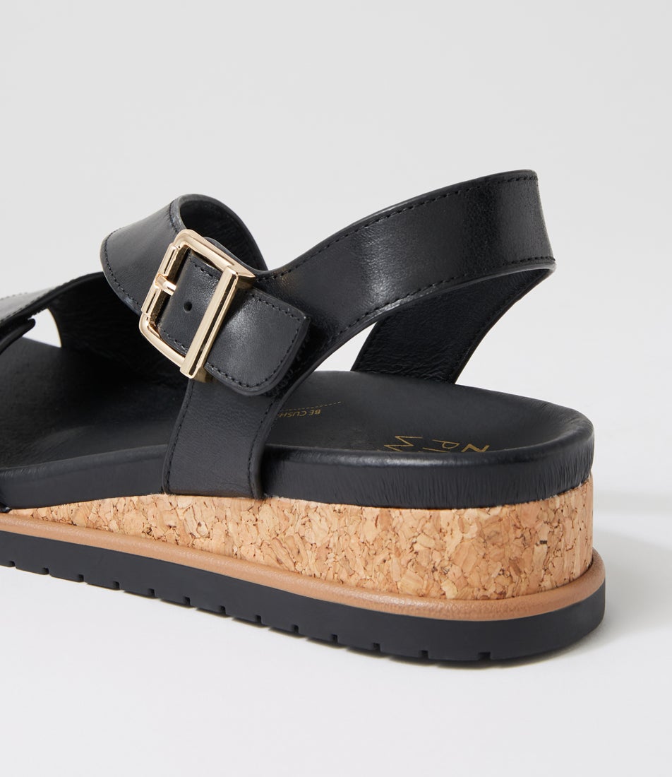 Vamsy W Black Leather Sandals