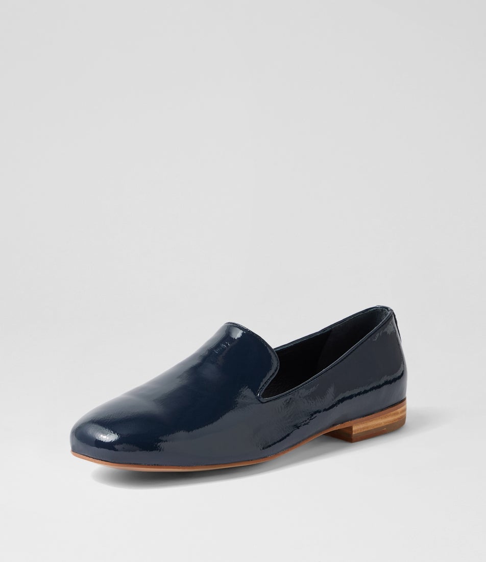 Daires Xw Navy Patent Leather Flat Shoes
