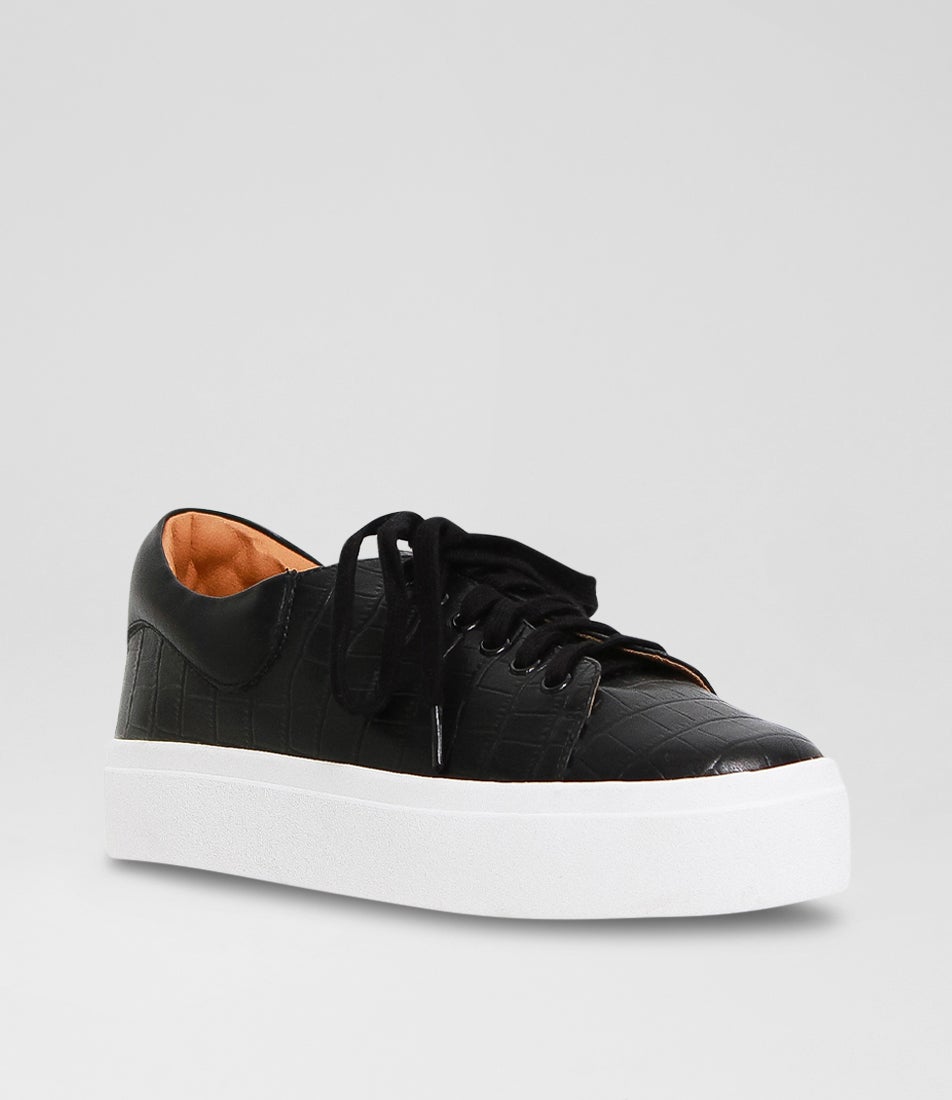 Just A Dream Black Leather Sneakers