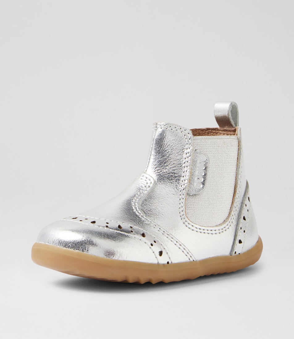 Su Billie Toddler Silver Metallic Leather Ankle Boots