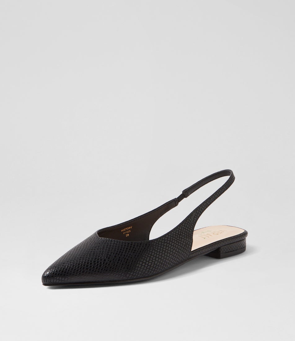 History Black Flat Shoes