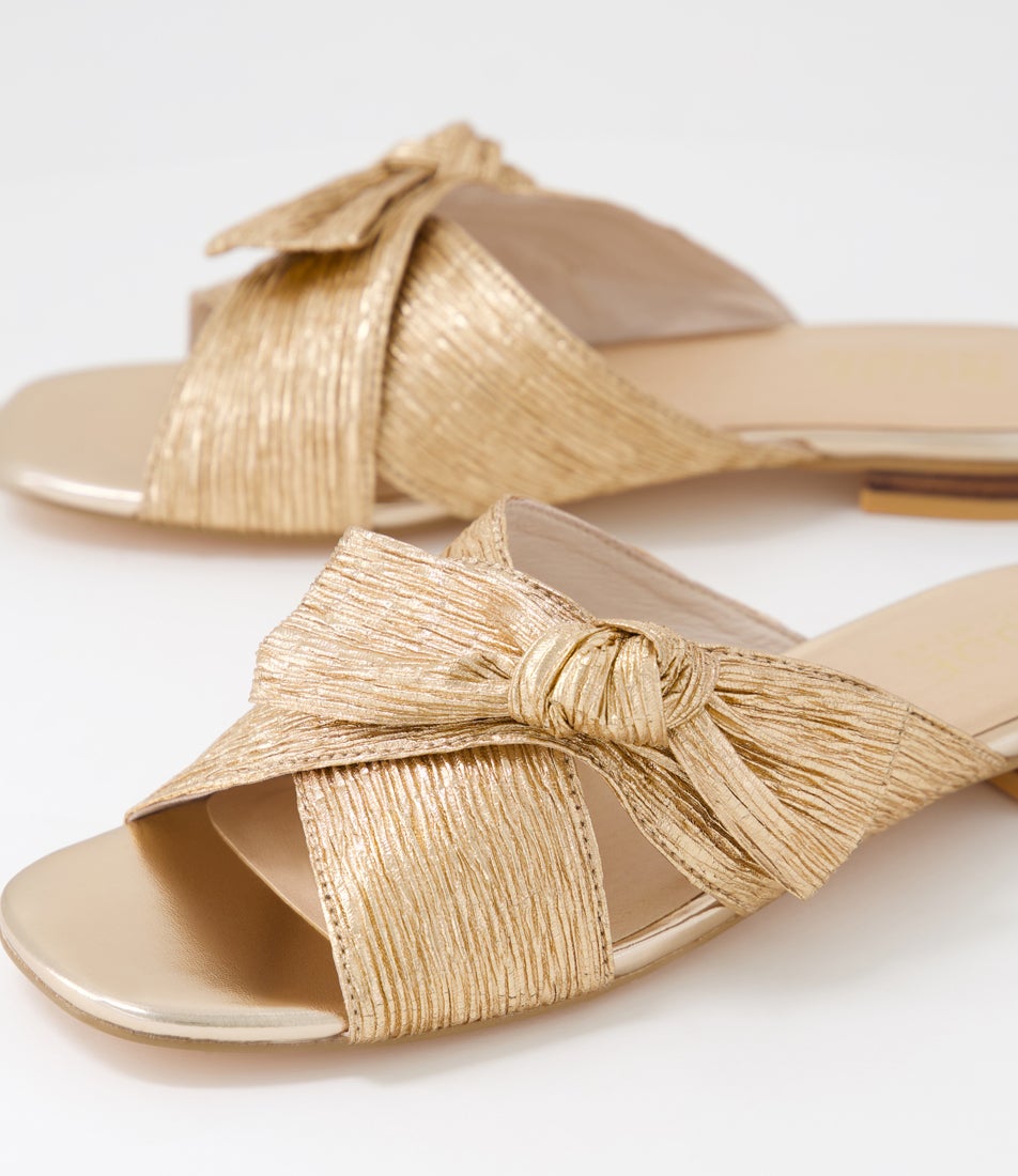 Olivia 2 Melon Metallic Leather Slides