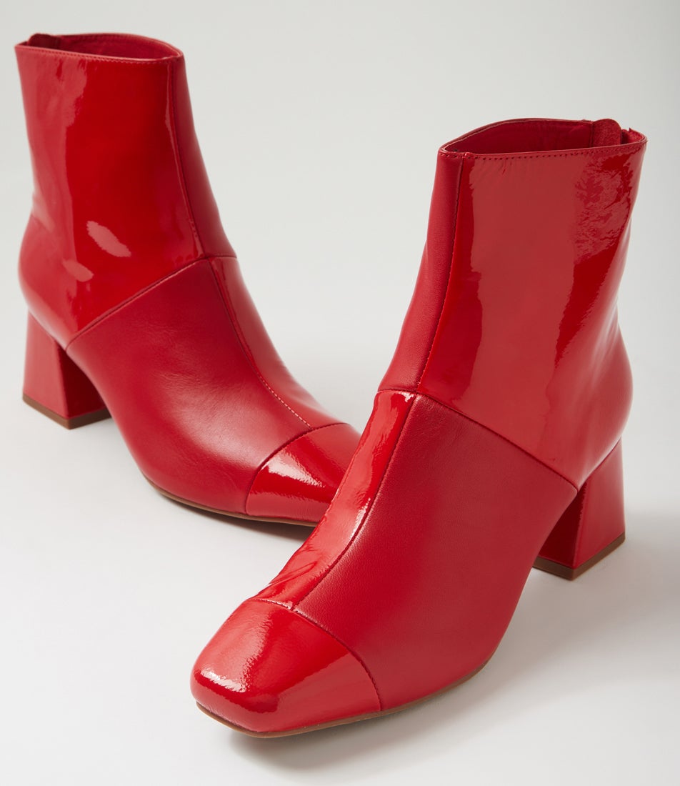 Vitch Red Patent Leather Ankle Boots