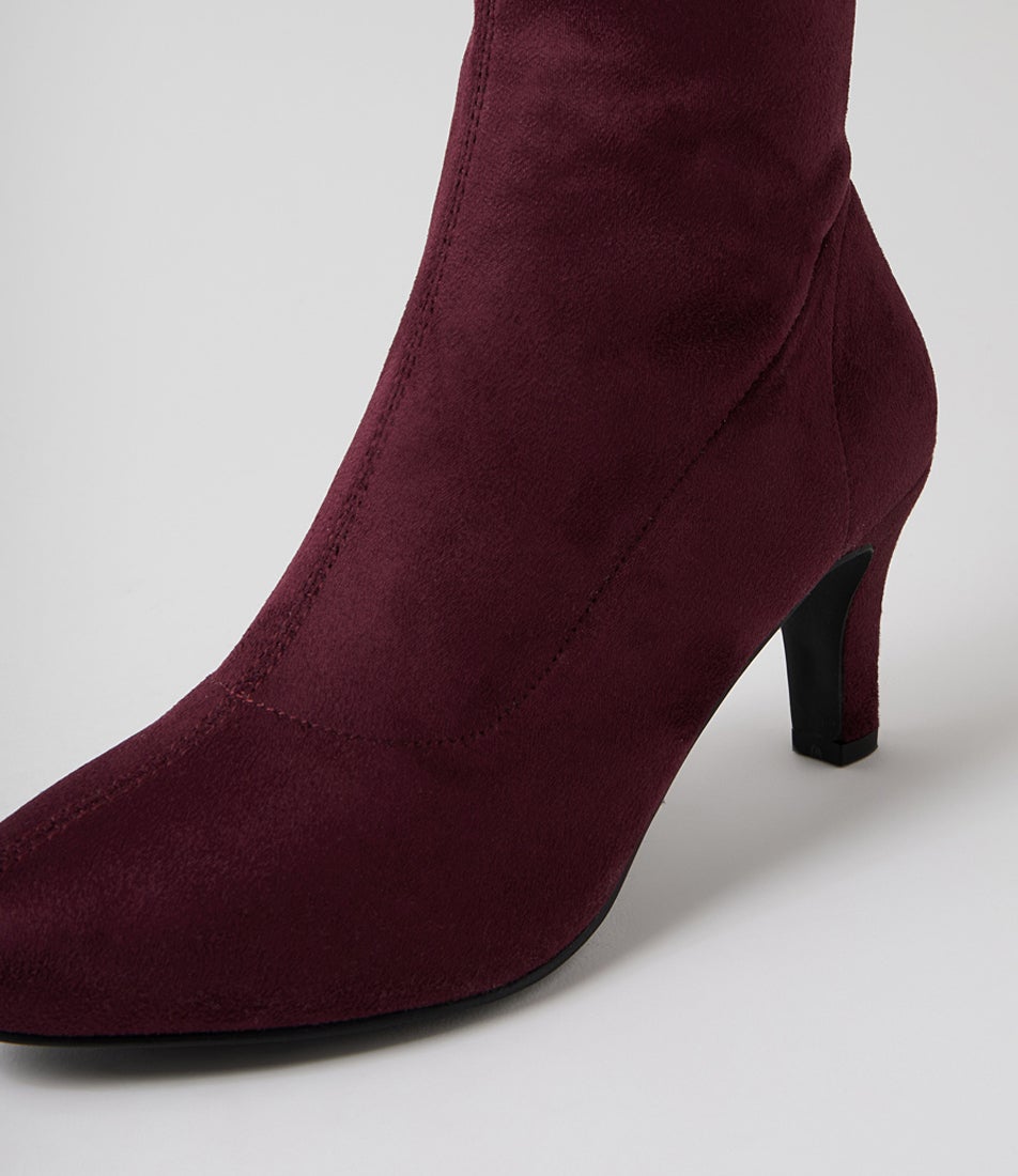 Islene W Wine Stretch Microsuede Knee High Boots