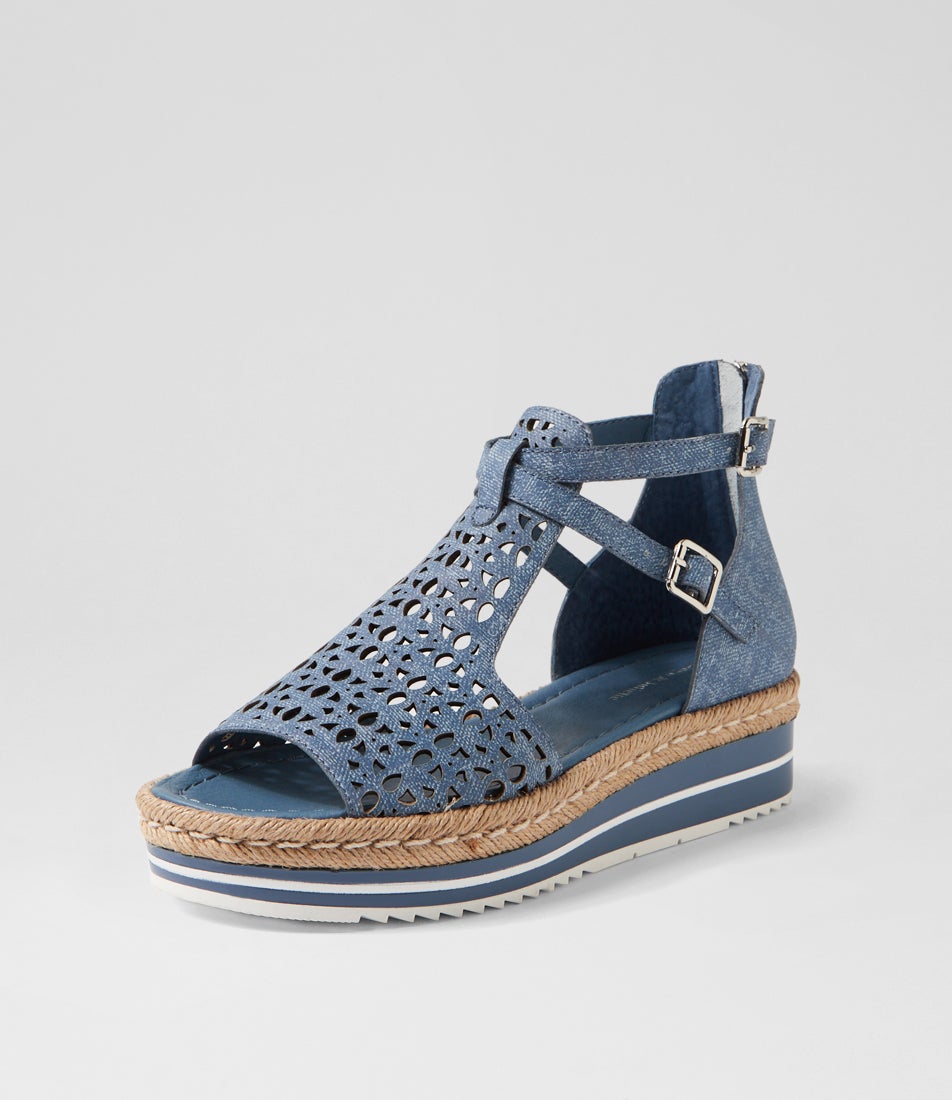 Accra Blue Denim Leather Sandals