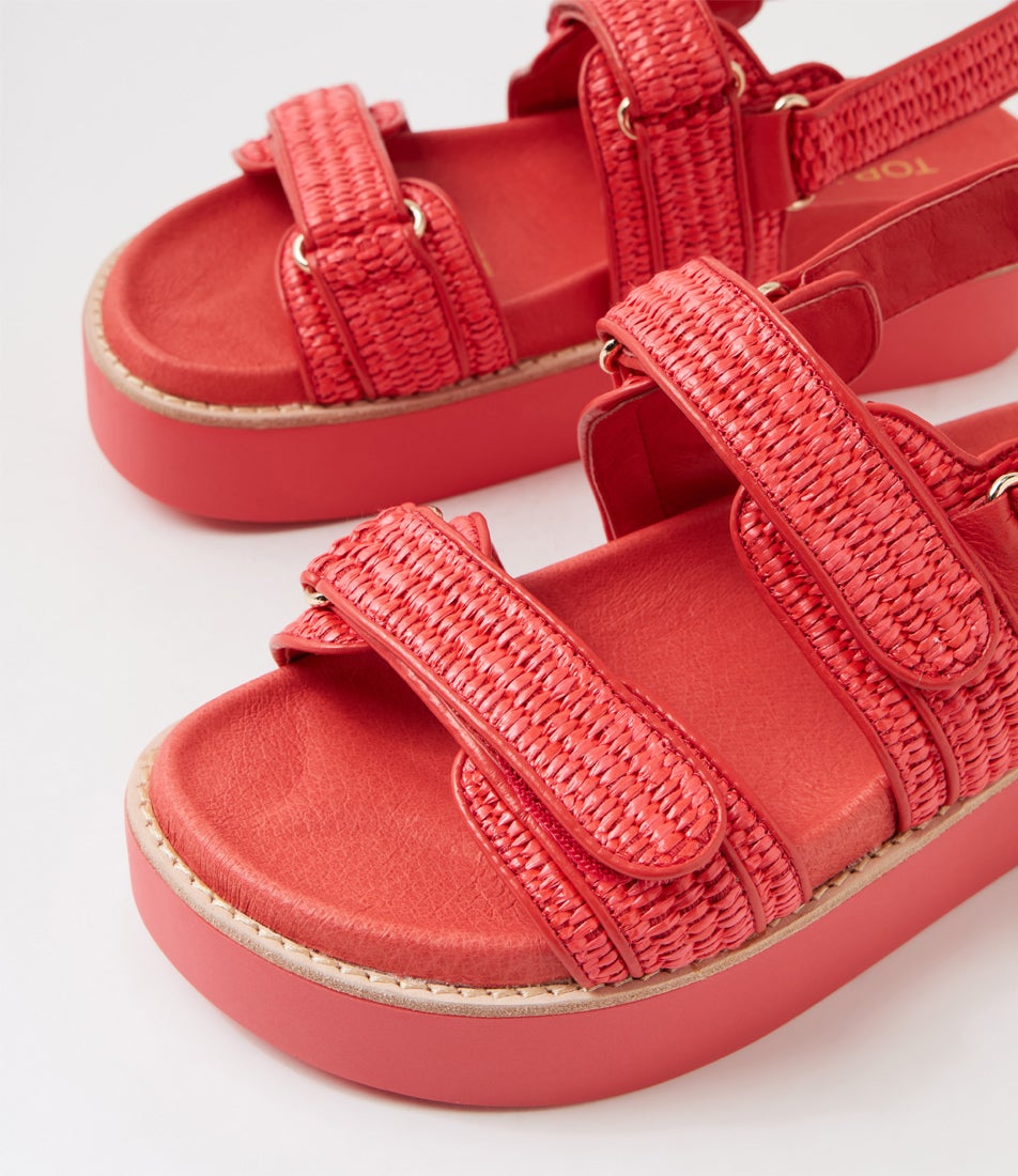 Gerria Watermelon Synthetic Raffia Sandals