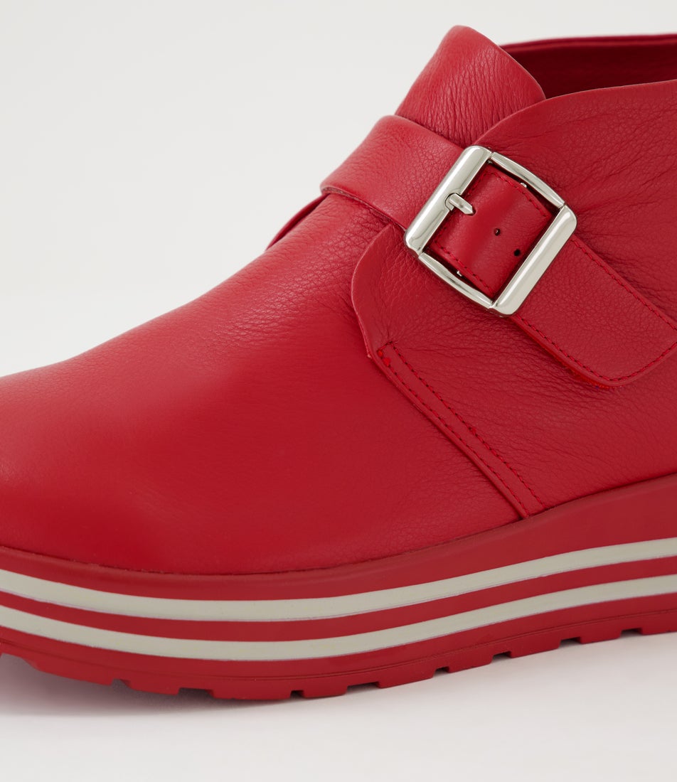 Vumba Xf Dark Red Leather Ankle Boots