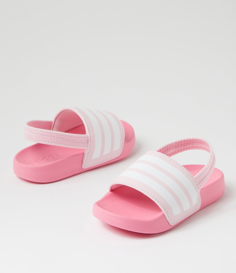 Adielette Estrap Toddler Clear Pink White Slides