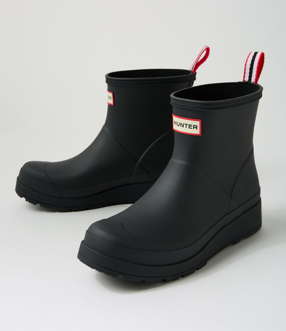 Play Short Black Rubber Ankle Boots