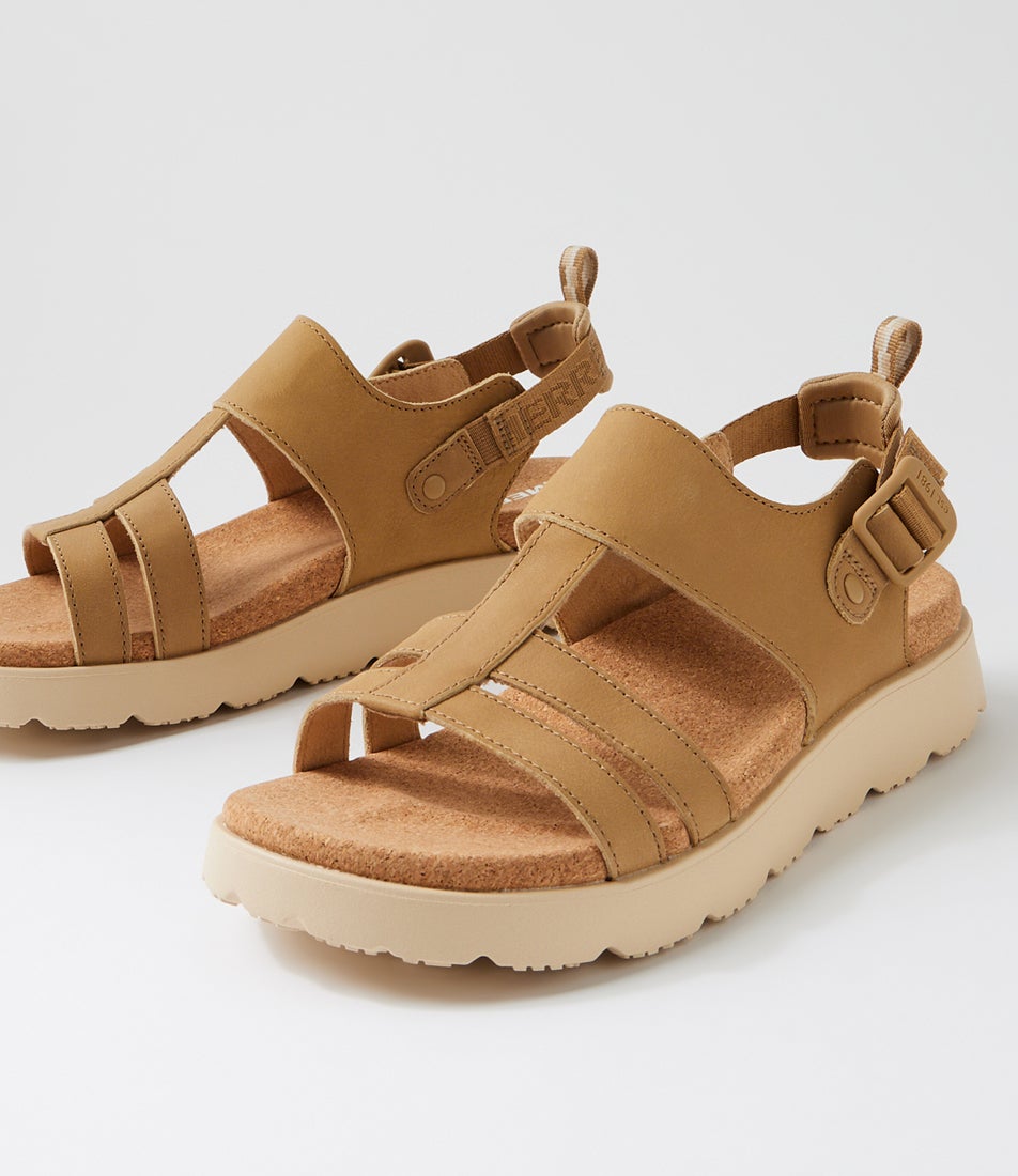 Fleur Backstrap Beaver Leather Sandals